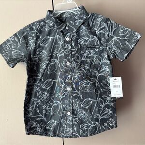 Buffalo David Bitton 4T Gray Blue SS Button Down Shirt Floral NWT